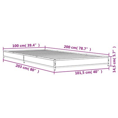 vidaXL Cadre de lit sans matelas sonoma gris 100x200 cm