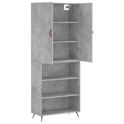 vidaXL Buffet haut Gris béton 69,5x34x180 cm Bois d'ingénierie