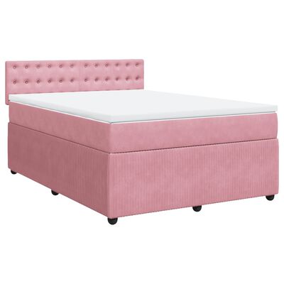 vidaXL Sommier à lattes de lit avec matelas Rose 140x200 cm Velours