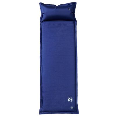 vidaXL Matelas de camping autogonflant oreiller 1 personne bleu marine