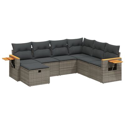 vidaXL Salon de jardin avec coussins 7 pcs gris résine tressée