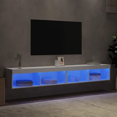 vidaXL Meubles TV avec lumières LED 2 pcs blanc 100x30x30 cm