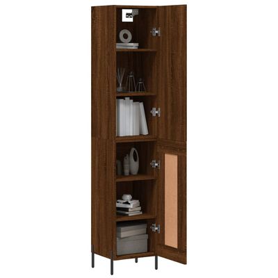 vidaXL Buffet haut Chêne marron 34,5x34x180 cm Bois d'ingénierie