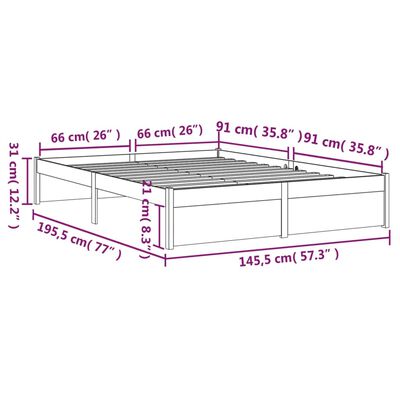 vidaXL Cadre de lit sans matelas noir bois massif 140x190 cm