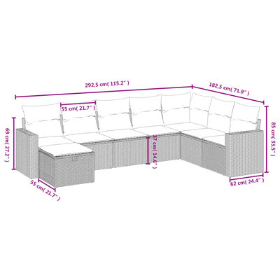 vidaXL Salon de jardin 8 pcs avec coussins noir résine tressée