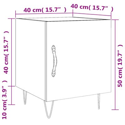 vidaXL Table de chevet chêne marron 40x40x50 cm bois d’ingénierie