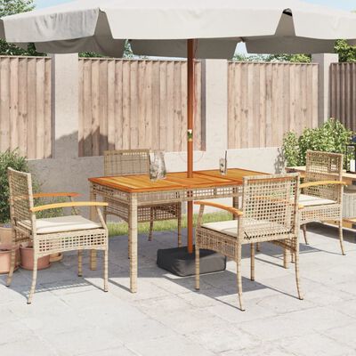 vidaXL Chaises de jardin coussins lot de 4 beige résine tressée acacia