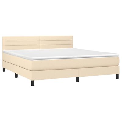 vidaXL Sommier à lattes de lit avec matelas Crème 160x200 cm Tissu