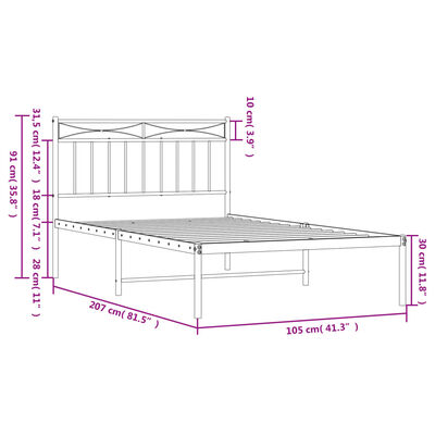 vidaXL Cadre de lit métal sans matelas et tête de lit blanc 100x200 cm