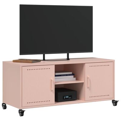 vidaXL Meuble TV rose 100,5x39x43,5 cm acier