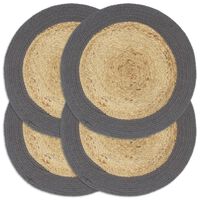 vidaXL Napperons 4 pcs Naturel et anthracite 38 cm Jute et coton