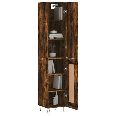 vidaXL Buffet haut Chêne fumé 34,5x34x180 cm Bois d'ingénierie