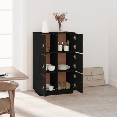 vidaXL Buffet haut Noir 67x40x108,5 cm Bois massif de pin