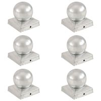 vidaXL Bouchons de poteau 6 pcs Globe final Métal galvanisé 91x91 mm