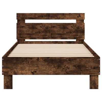 vidaXL Cadre de lit sans matelas avec tête de lit chêne fumé 100x200cm