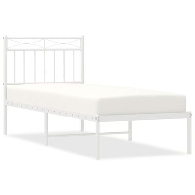 vidaXL Cadre de lit métal sans matelas avec tête de lit blanc 75x190cm