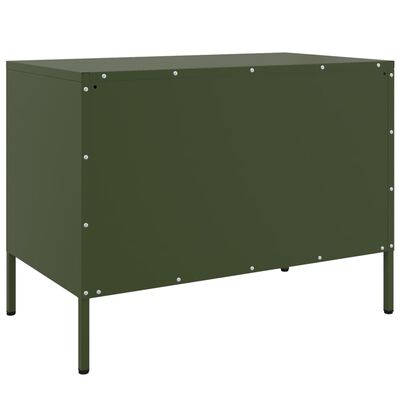 vidaXL Meuble TV vert olive 68x39x50,5 cm acier