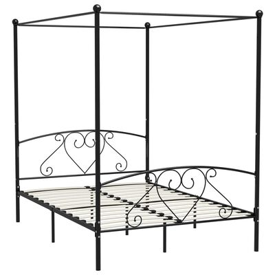 vidaXL Cadre de lit sans matelas avec baldaquin noir 140x200 cm métal