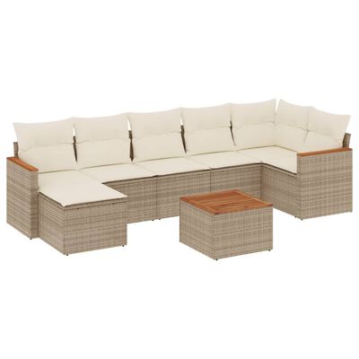 vidaXL Salon de jardin avec coussins 8 pcs beige résine tressée