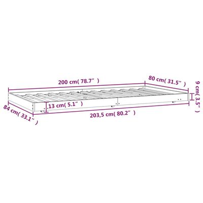 vidaXL Cadre de lit sans matelas blanc 80x200 cm bois massif de pin