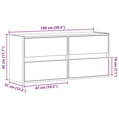 vidaXL Meuble TV mural avec lumières LED chêne sonoma 100x31x45 cm