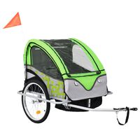 vidaXL Remorque de vélo et poussette 2-en-1 vert et gris