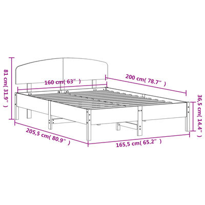 vidaXL Cadre de lit sans matelas blanc 160x200 cm bois de pin massif