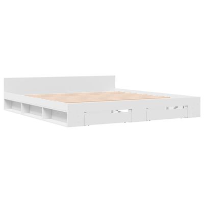 vidaXL Cadre de lit avec tiroirs sans matelas blanc 200x200 cm