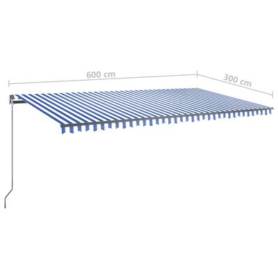 vidaXL Auvent automatique sur pied 600x300 cm Bleu/Blanc