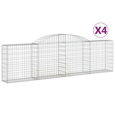 vidaXL Paniers à gabions arqués 4 pcs 300x30x80/100 cm fer galvanisé