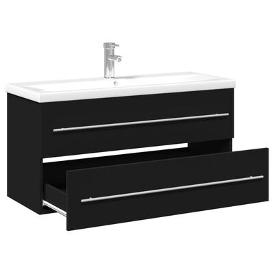 vidaXL Armoire lavabo de salle de bain avec bassin intégré noir