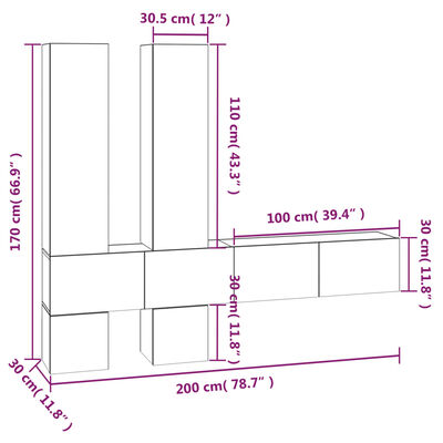 vidaXL Meuble TV mural Chêne marron Bois d'ingénierie