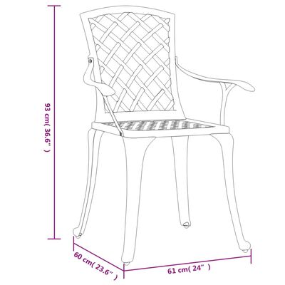 vidaXL Chaises de jardin lot de 6 fonte d'aluminium bronze