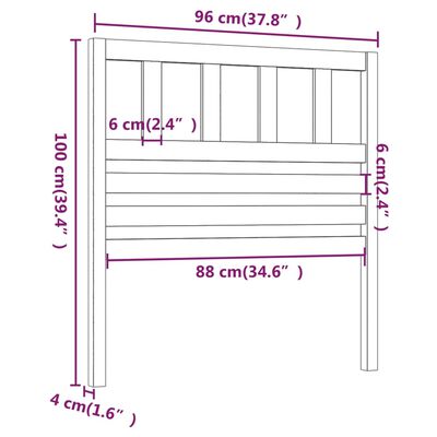 vidaXL Tête de lit Noir 96x4x100 cm Bois massif de pin