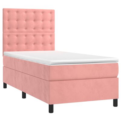 vidaXL Sommier à lattes de lit avec matelas Rose 100x200 cm Velours