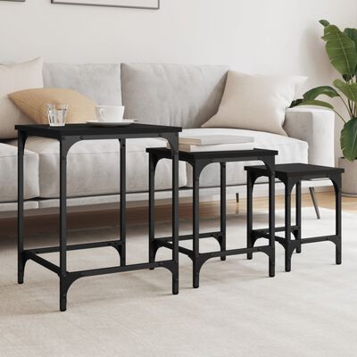 vidaXL Tables basses gigognes 3 pcs noir bois d'ingénierie