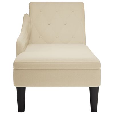 vidaXL Fauteuil long avec coussin et accoudoir droit crème tissu