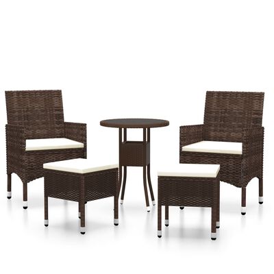 vidaXL Salon de jardin 5 pcs Résine tressée Marron