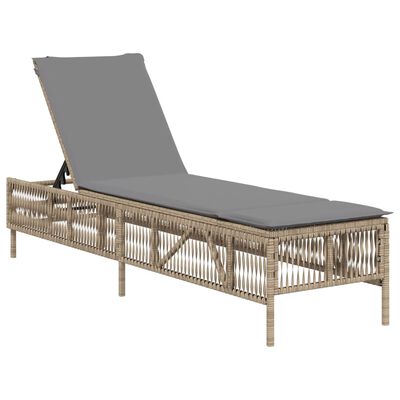 vidaXL Chaises longues avec coussins lot de 2 beige résine tressée