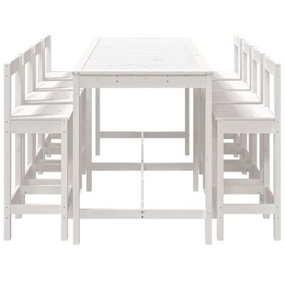 vidaXL Ensemble de bar de jardin 9 pcs blanc bois de pin massif