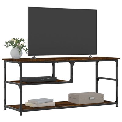 vidaXL Meuble TV chêne fumé 103x38x46,5 cm bois d'ingénierie et acier