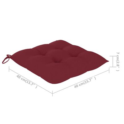 vidaXL Chaises de jardin coussins rouge bordeaux lot de 2 Teck massif