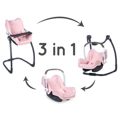 Smoby siège auto et chaise pour poupées 3 en 1 maxi-cosi rose clair SMOBY  Pas Cher 