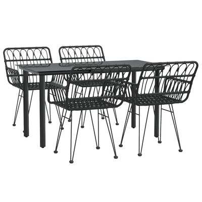 vidaXL Ensemble à manger de jardin 5 pcs Noir Résine tressée