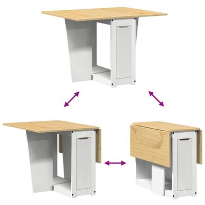 vidaXL Table à manger papillon pliable Corona blanc bois de pin massif