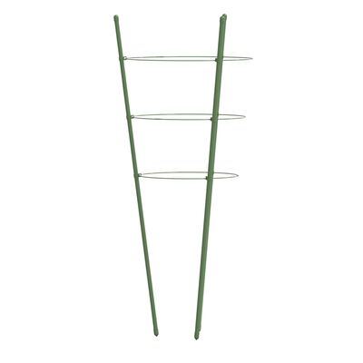 vidaXL Supports pour plantes de jardin 3 anneaux 5pcs Vert 45 cm Acier