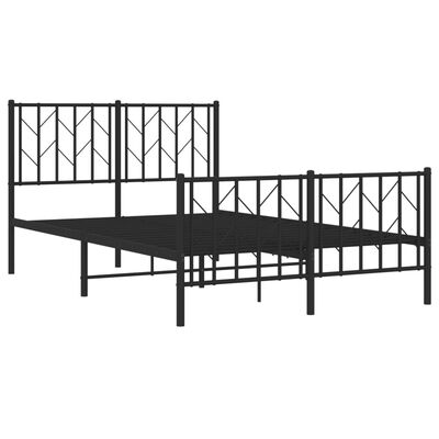 vidaXL Cadre de lit métal sans matelas avec pied de lit noir 120x200cm