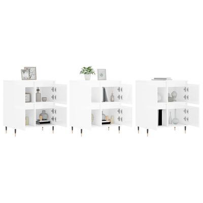 vidaXL Buffets 3 pcs blanc brillant bois d'ingénierie