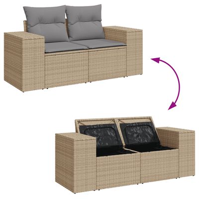 vidaXL Salon de jardin avec coussins 9 pcs beige résine tressée