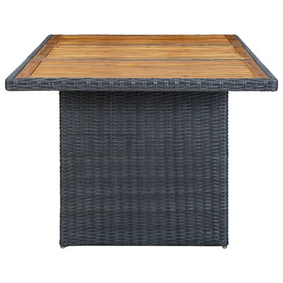 vidaXL Table de jardin Gris foncé Résine tressée et bois d'acacia